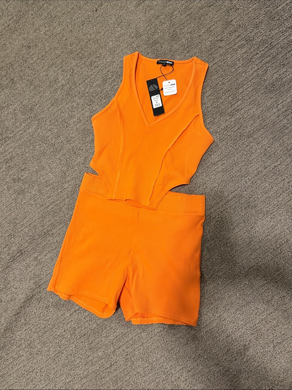 Fashion Nova Orange Ribbed 2-Piece set